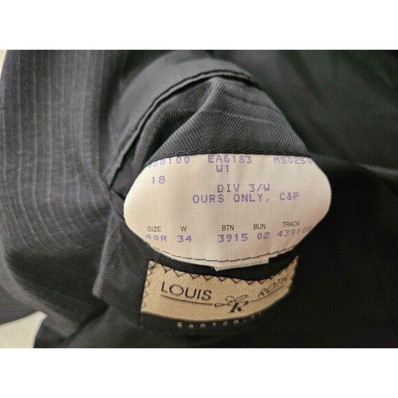 Louis Roth Men's Sartorial Two-Button Black Tuxedo Style Jacket Blazer Size 40R - Picture 9 of 9